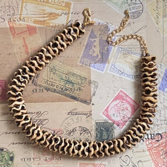 VTG KENNETH LANE Cheetah Bead Necklace - Picture 1 of 10